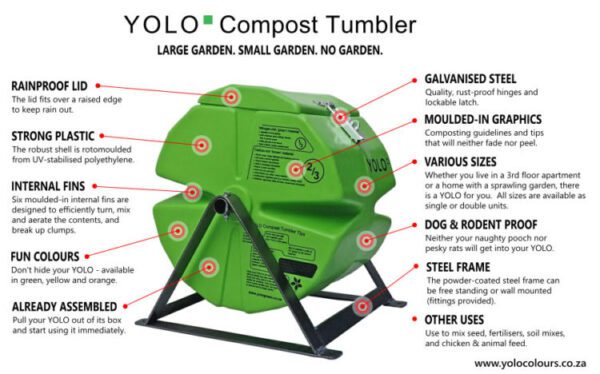 Backyard compost tumbler yolo