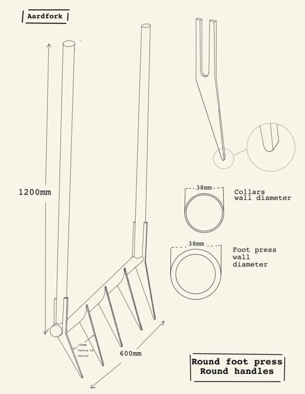 Aardfork sketch - all metal broadfork for South Africa